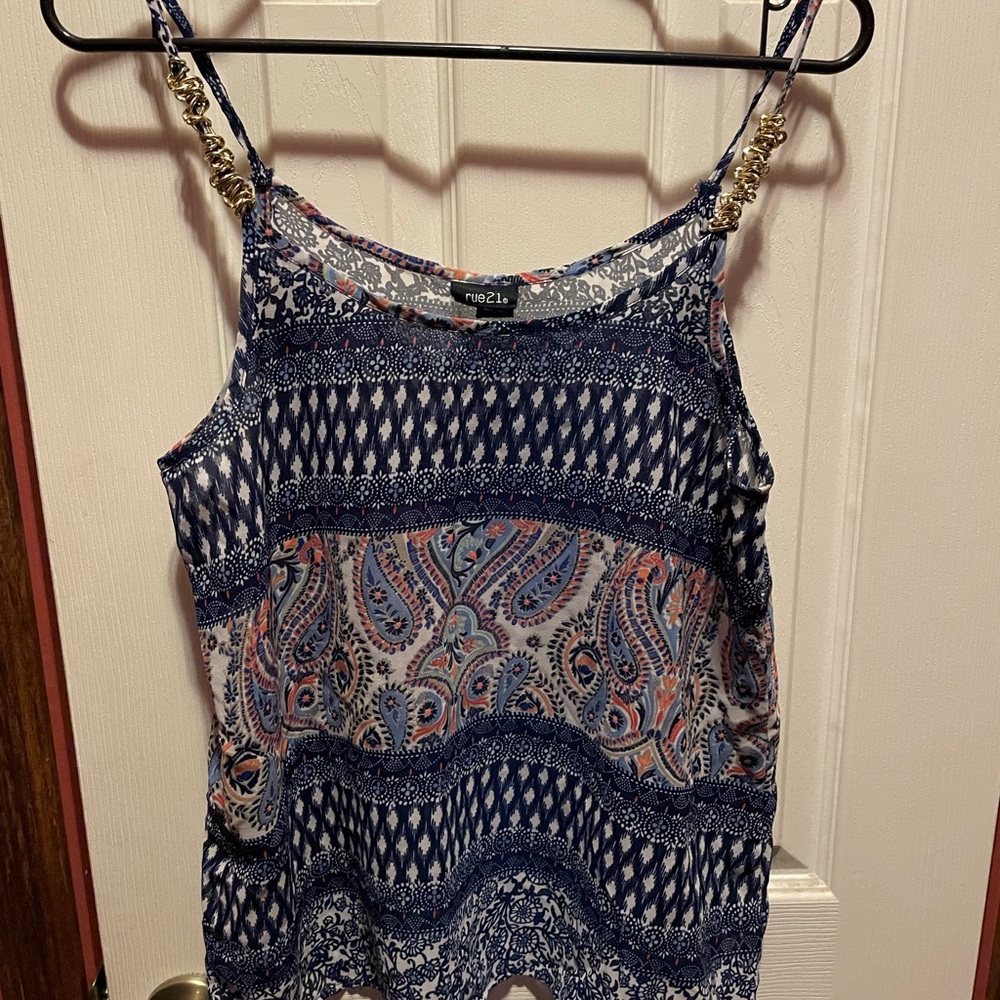 Blue Paisley Tank Top